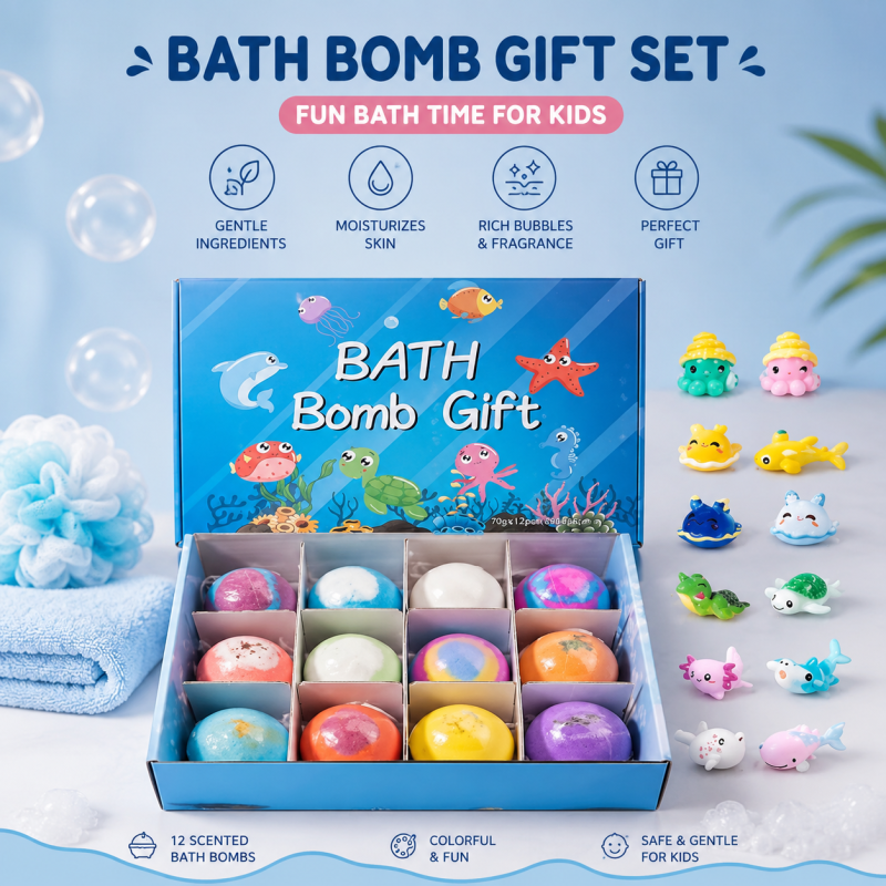 Kids' Surprise Bath Bomb Gift Set with Sea Animal Toys Inside