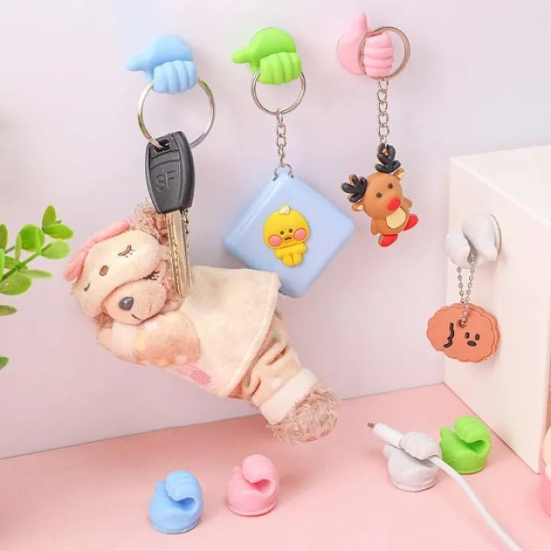 Pack of 10 - Cute Thumb Style Self-Adhesive Wall & Cable Holder Clips