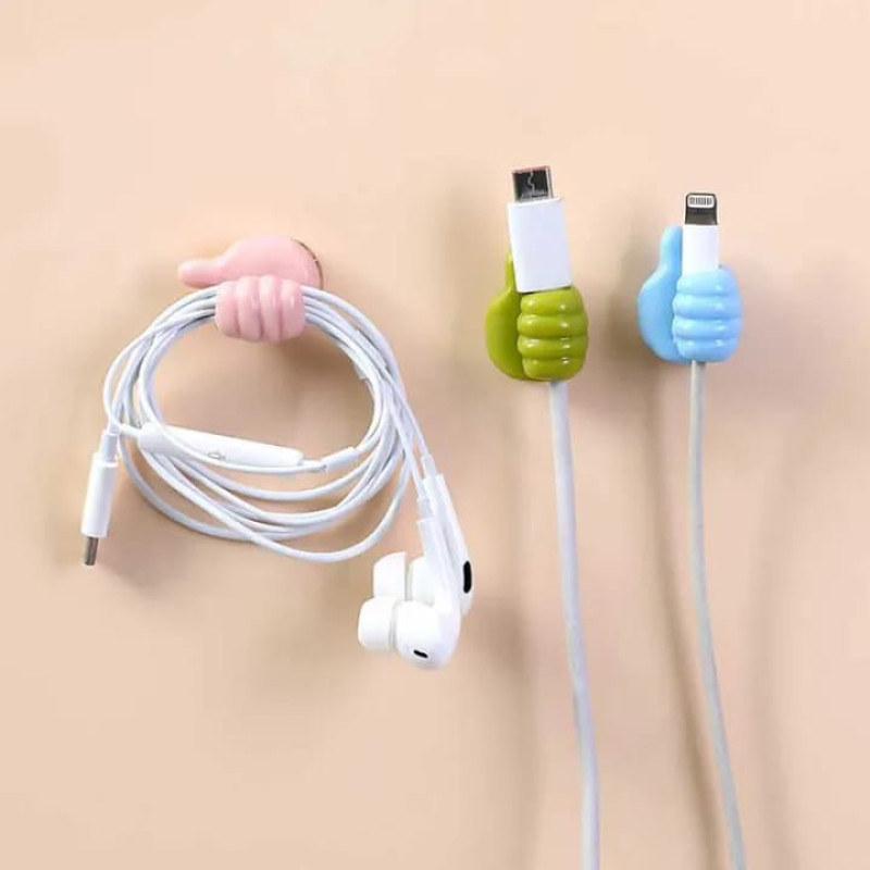 Pack of 10 - Cute Thumb Style Self-Adhesive Wall & Cable Holder Clips