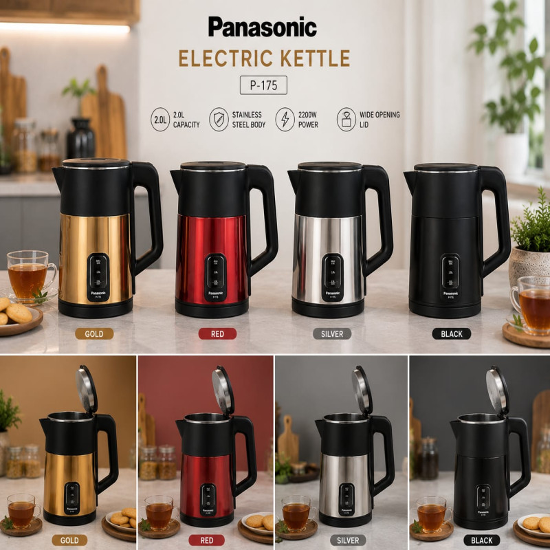 Panasonic 2.0L Stainless Steel Electric Kettle - Model P-175 (2200W)