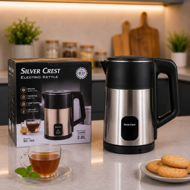 SilverCrest 2.0L Stainless Steel Electric Kettle - Model SC-705 (2200W)