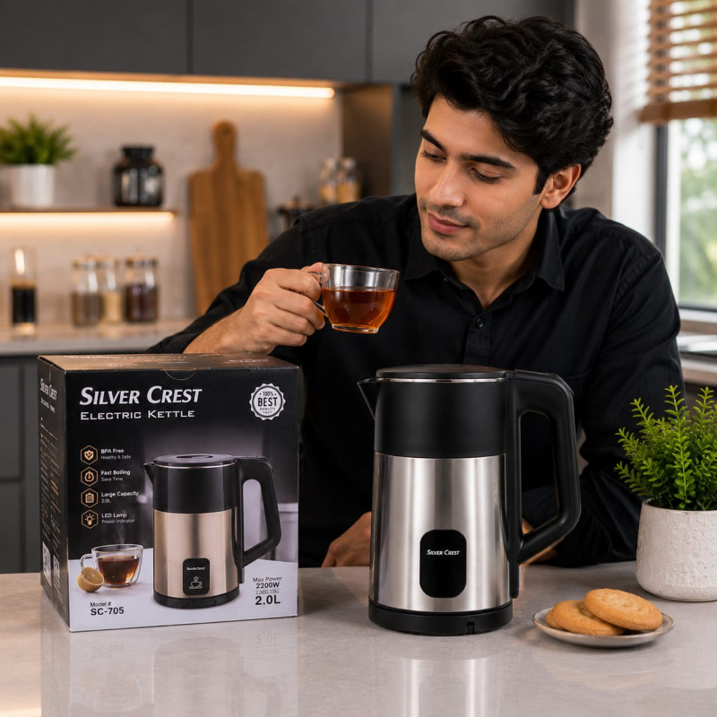 SilverCrest 2.0L Stainless Steel Electric Kettle - Model SC-705 (2200W)
