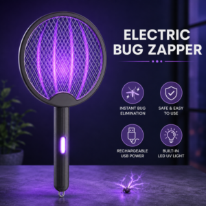 Foldable Rechargeable Electric Mosquito Swatter & Zapper Racket