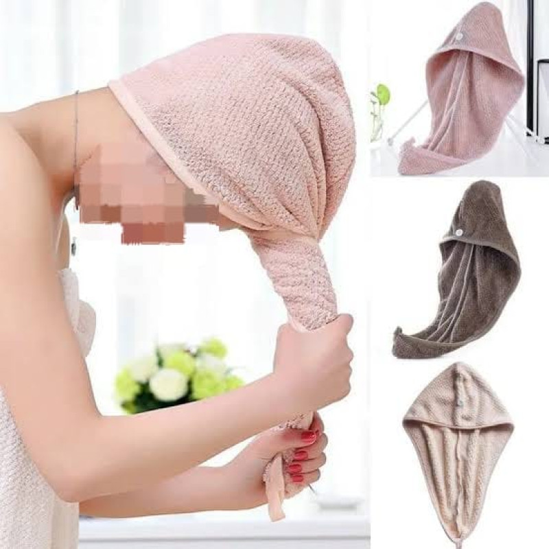 Quick-Drying Microfiber Hair Drying Cap & Absorbent Bath Towel Wrap