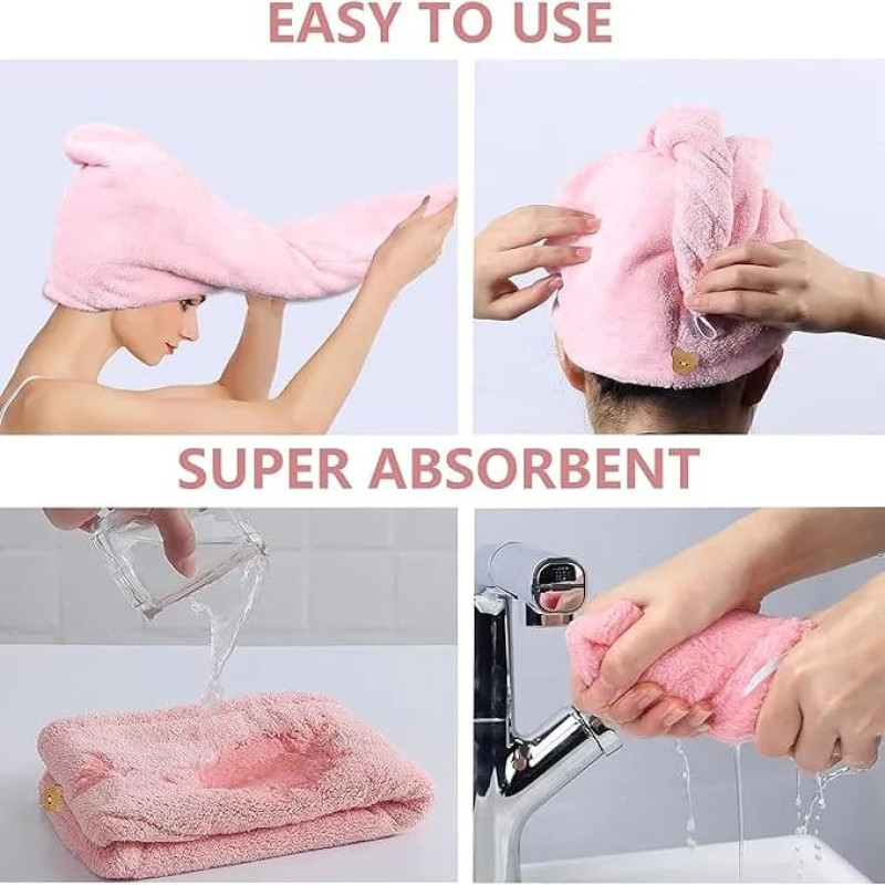 Quick-Drying Microfiber Hair Drying Cap & Absorbent Bath Towel Wrap