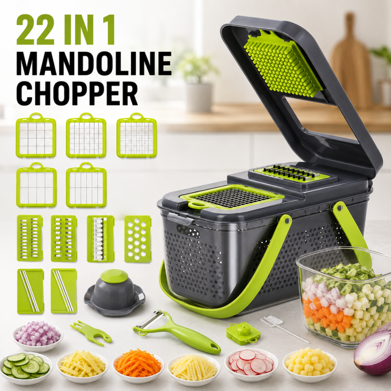22-in-1 Multi-Functional Vegetable Mandoline Chopper & Slicer