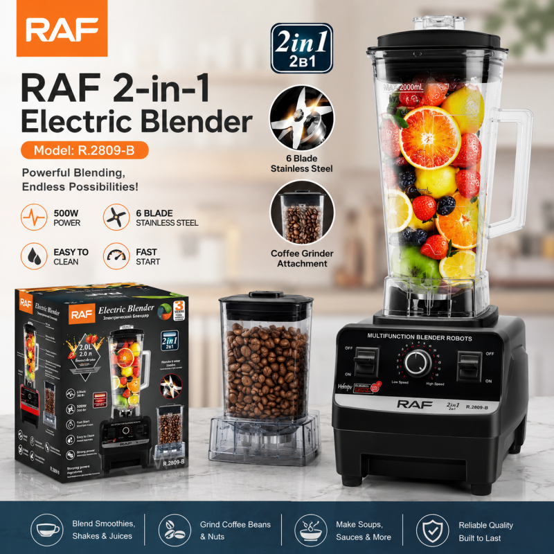 RAF 2-in-1 Electric Blender & Grinder - Model R.2809-B