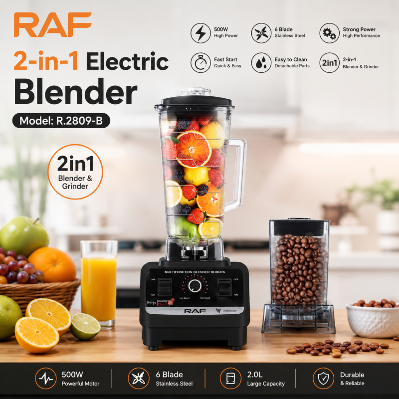 RAF 2-in-1 Electric Blender & Grinder - Model R.2809-B