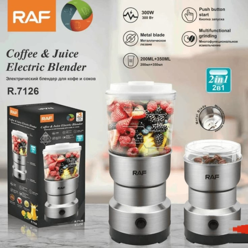 RAF 2-in-1 Mini Electric Juicer Blender & Masala Grinder - Model R-7126