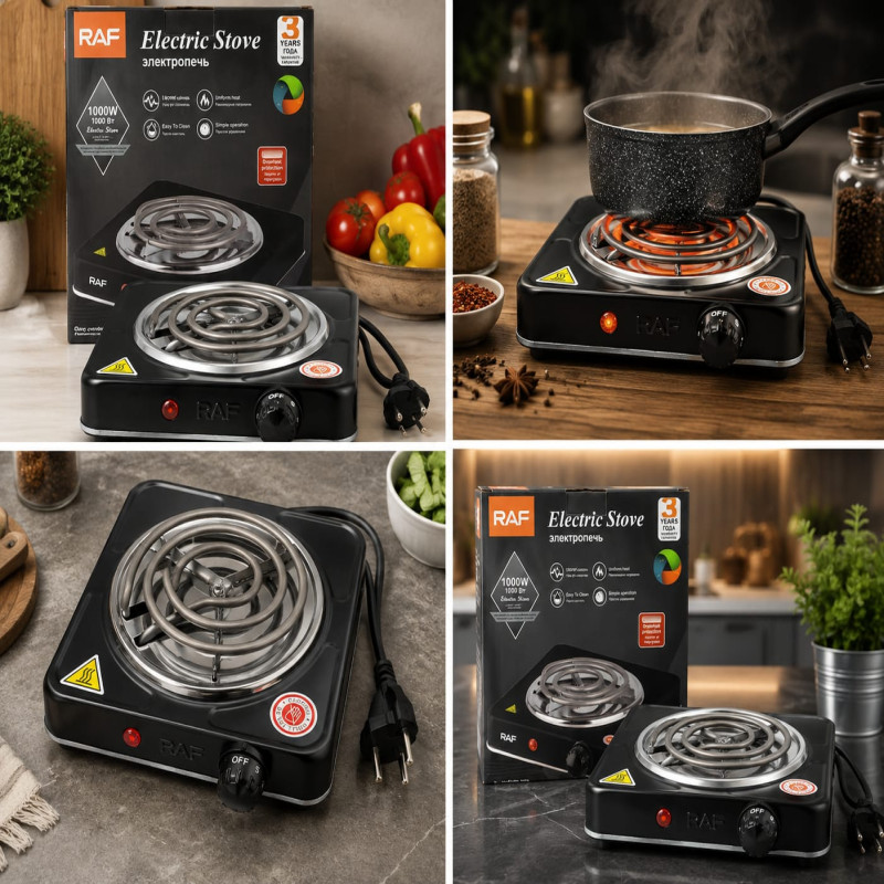 RAF Single Burner Electric Hot Plate Stove - 1000W