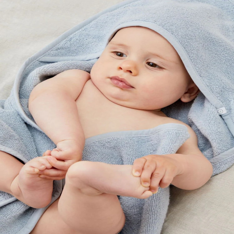MORI Organic Cotton Super Soft Baby Hooded Towel (Blue)