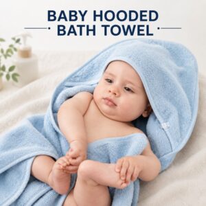 MORI Organic Cotton Super Soft Baby Hooded Towel (Blue)