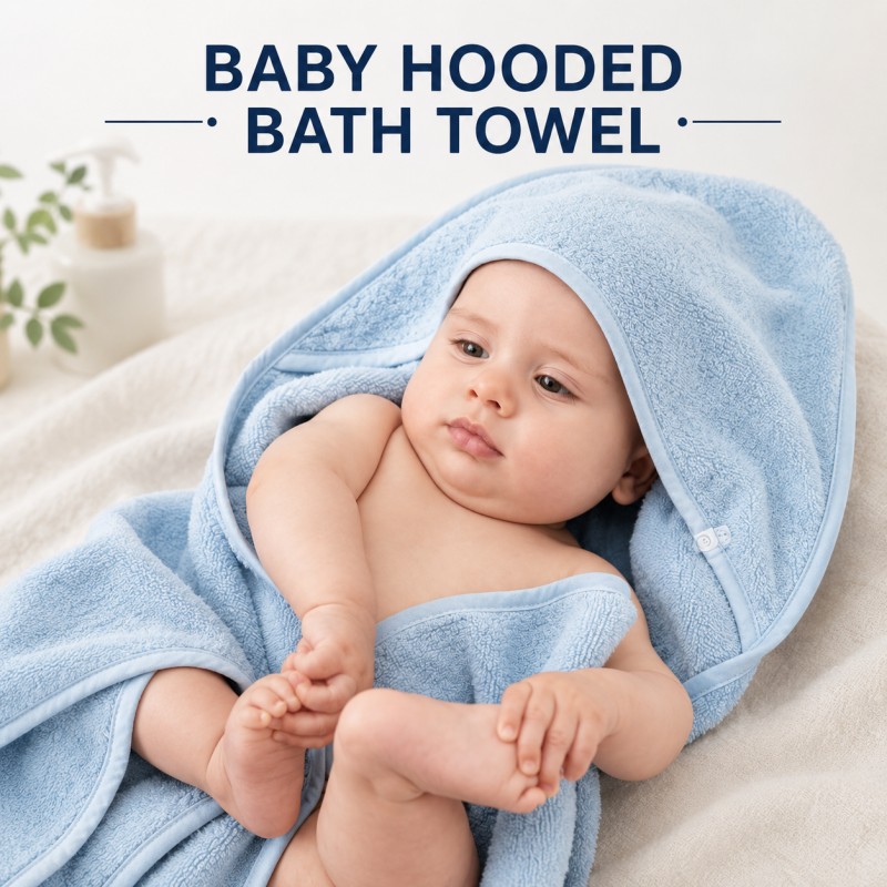 MORI Organic Cotton Super Soft Baby Hooded Towel (Blue)