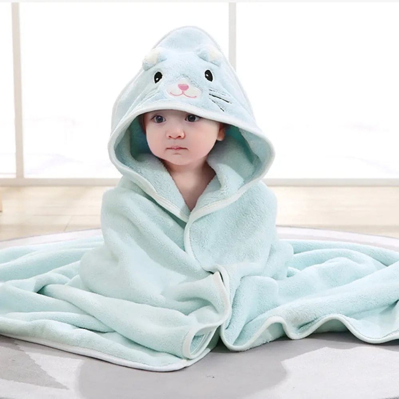 MORI Organic Cotton Super Soft Baby Hooded Towel (Blue)