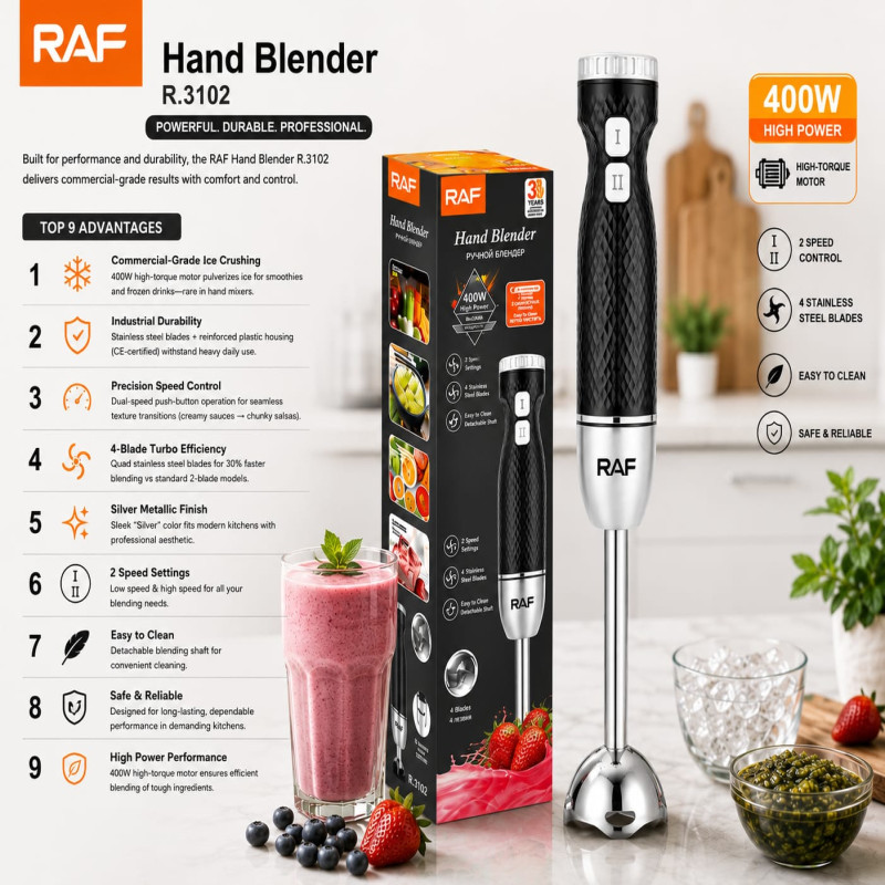 RAF R.3102 400W Professional Stainless Steel Hand Immersion Blender