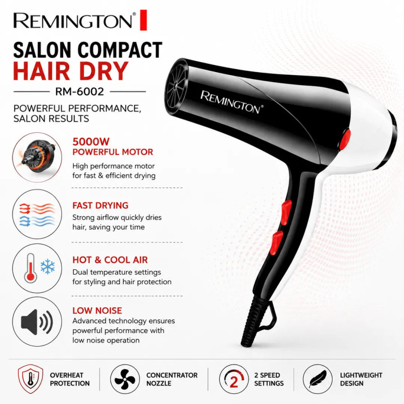Remington RM-6002 Professional Salon Compact Hair Dryer (5000W)
