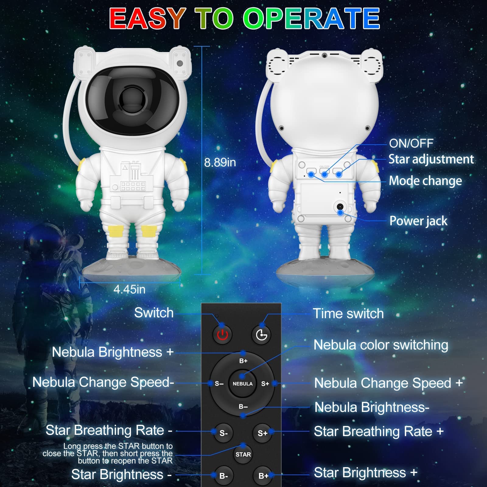 Astronaut Starry Sky LED Projector & Night Light