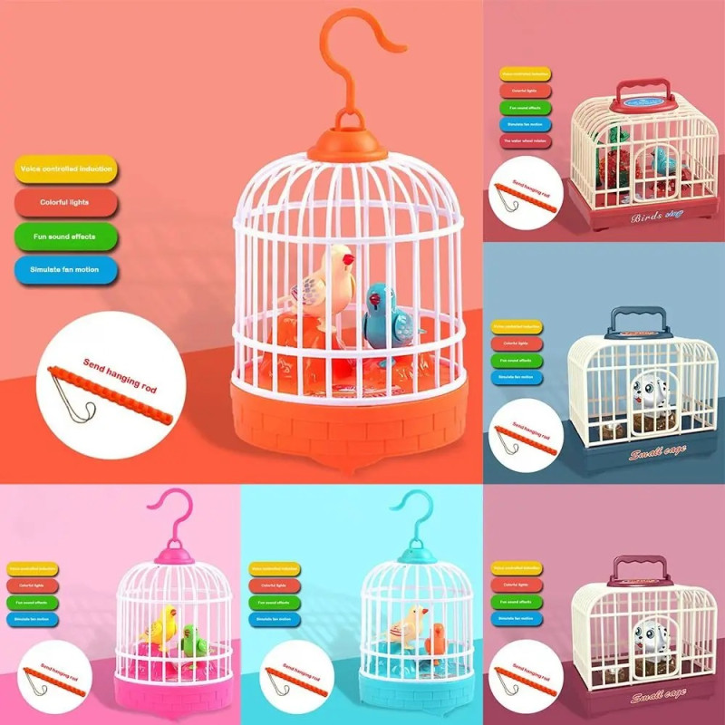 Interactive Electronic Pet Bird Cage Toy with Sound and Motion