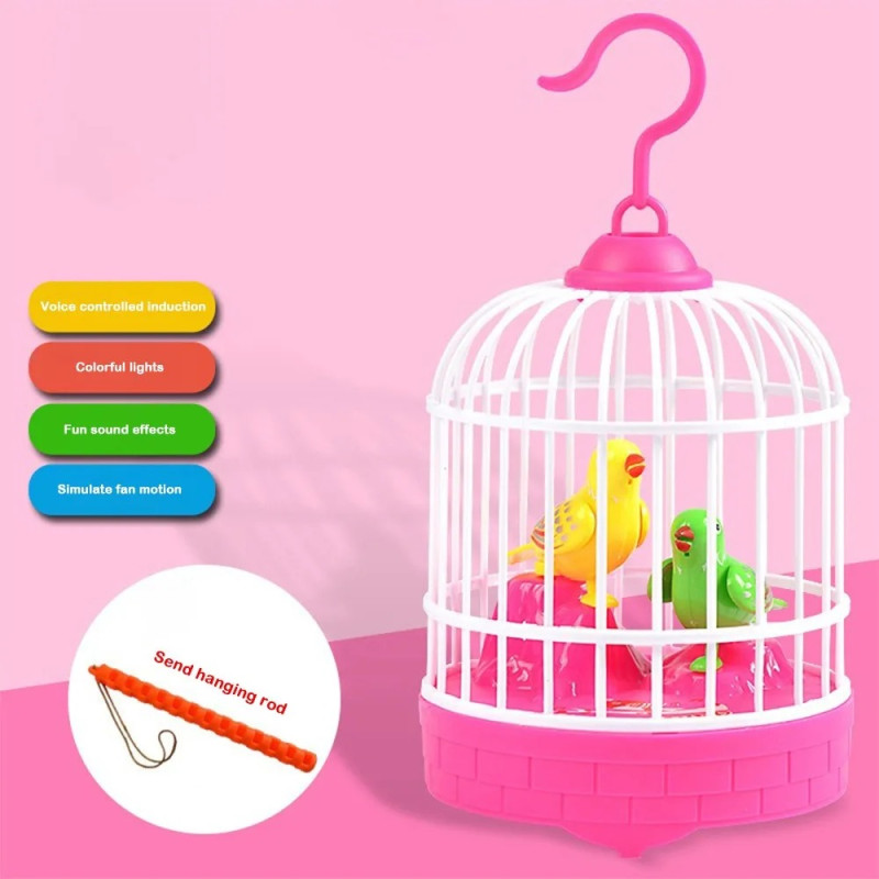 Interactive Electronic Pet Bird Cage Toy with Sound and Motion