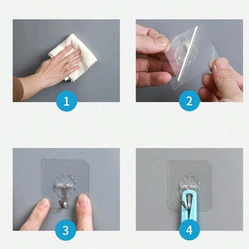 Single Wall Hook Pack of 10 - Heavy-Duty Self-Adhesive Hangers