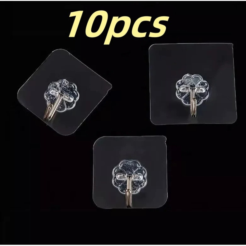 Single Wall Hook Pack of 10 - Heavy-Duty Self-Adhesive Hangers
