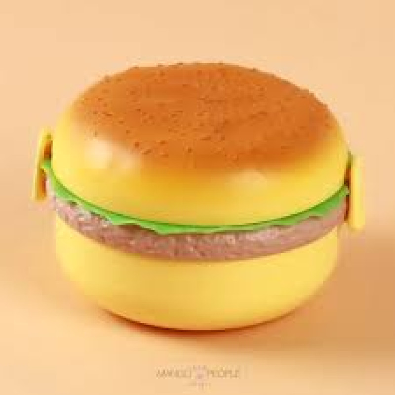 Fun Burger-Shaped Kids Bento Lunch Box with Spoon