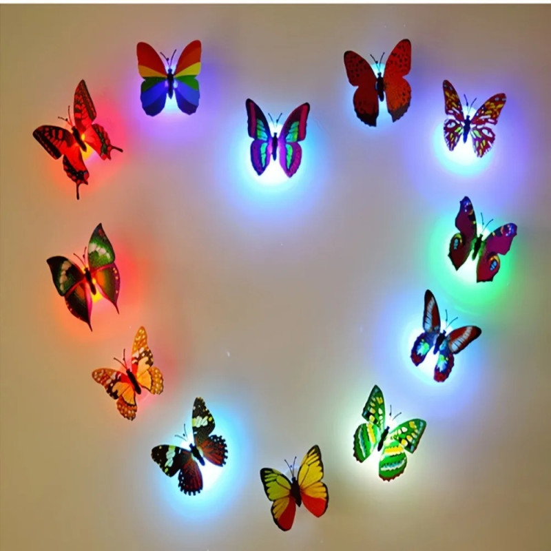 Glowing LED Butterfly Wall Light - Decorative Night Lamp & Decor Sticker