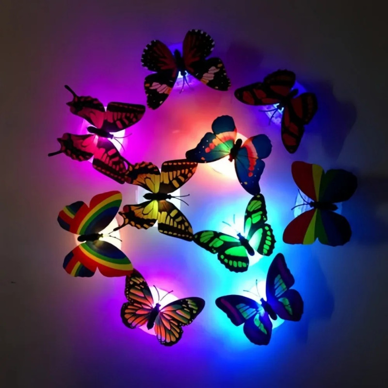 Glowing LED Butterfly Wall Light - Decorative Night Lamp & Decor Sticker