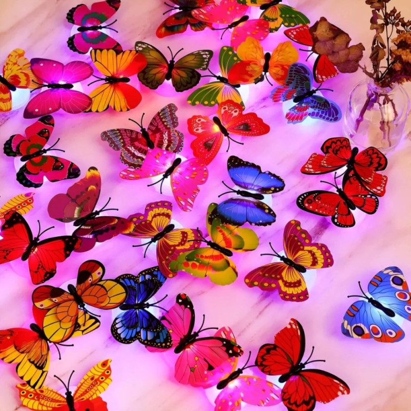 Glowing LED Butterfly Wall Light - Decorative Night Lamp & Decor Sticker