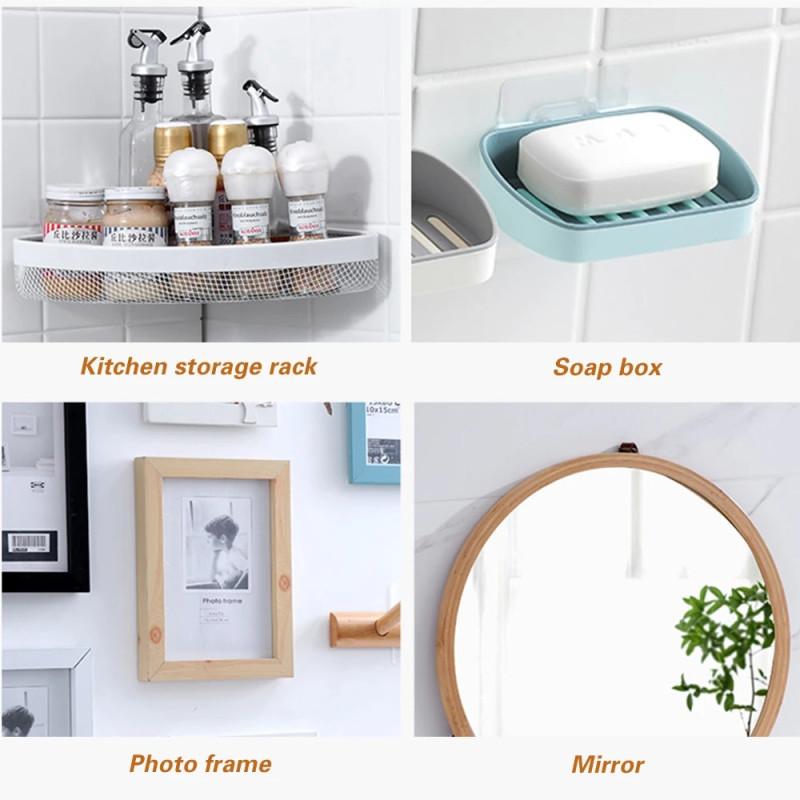 Male-Female Heavy-Duty Adhesive Hook - Pack of 10 Interlocking Wall Hangers