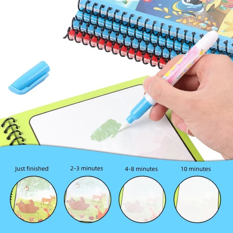 Reusable Magic Water Coloring Drawing Book with Water Pen