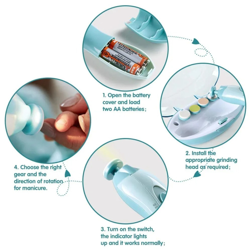 Electric Baby Nail Trimmer - Safe & Gentle Infant Nail Care Set
