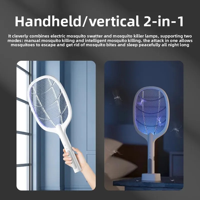 2-in-1 Rechargeable Electric Mosquito Racket & UV Trap LED Bat