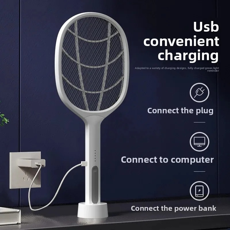 2-in-1 Rechargeable Electric Mosquito Racket & UV Trap LED Bat