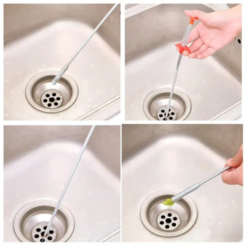 Flexible Stainless Steel Sink Wire & Drain Cleaning Brush - Plumbing Unclogging Tool