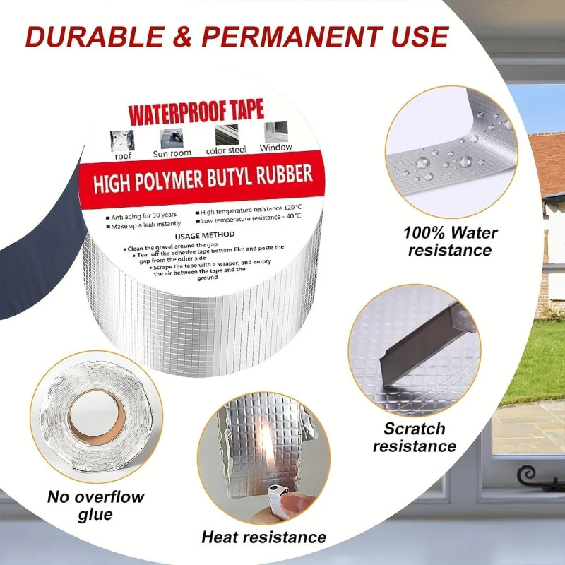 Extra-Wide Heavy-Duty Waterproof Tape - Large Size Leak Repair Roll