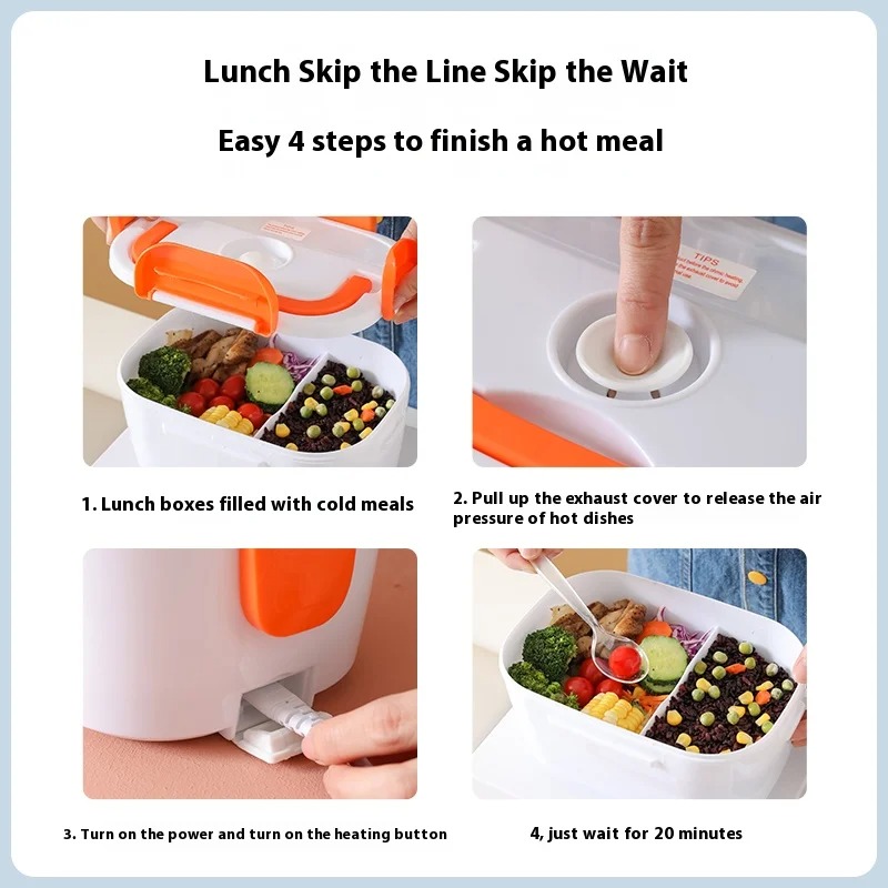 Portable Electric Self-Heating Lunch Box and Food Warmer