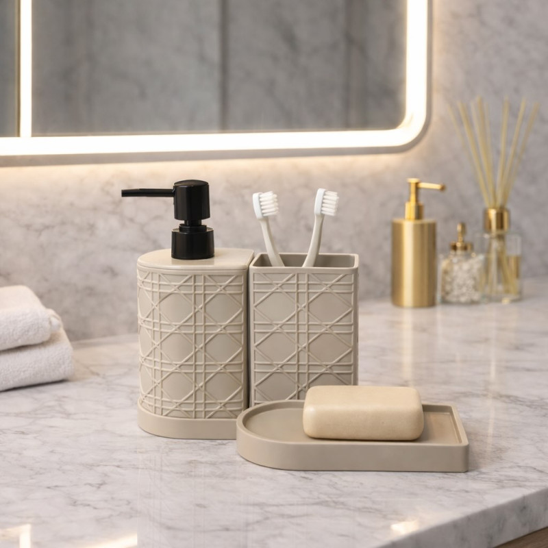 2-Piece Bathroom Soap Dispenser and Tumbler Set