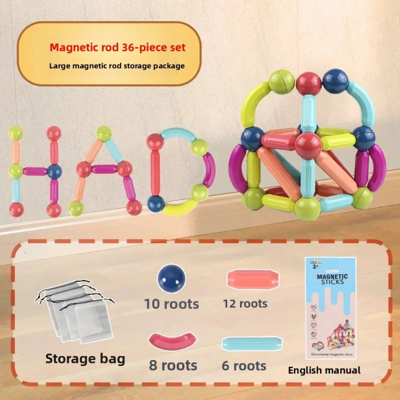 25-Piece Magnetic Building Blocks and Construction Toy Set
