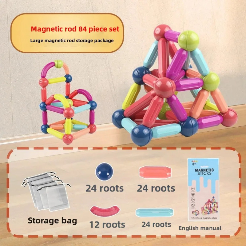 25-Piece Magnetic Building Blocks and Construction Toy Set