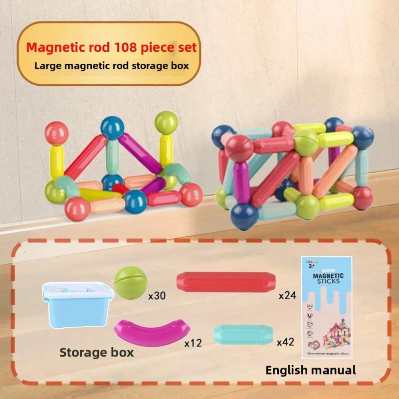 25-Piece Magnetic Building Blocks and Construction Toy Set