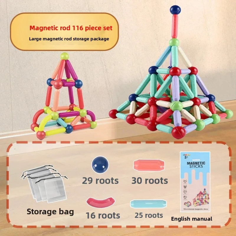 25-Piece Magnetic Building Blocks and Construction Toy Set