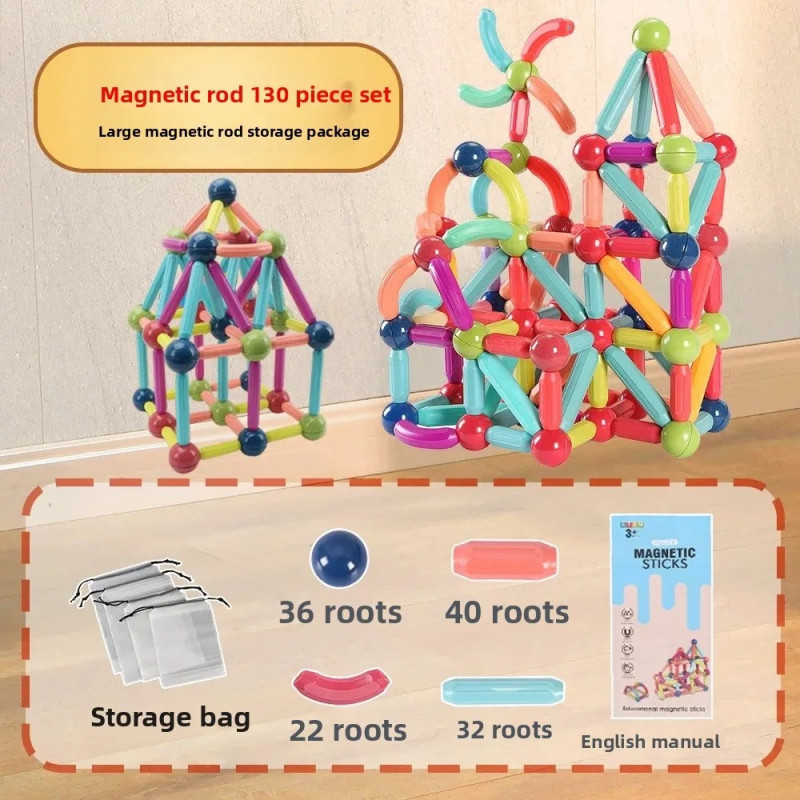 25-Piece Magnetic Building Blocks and Construction Toy Set