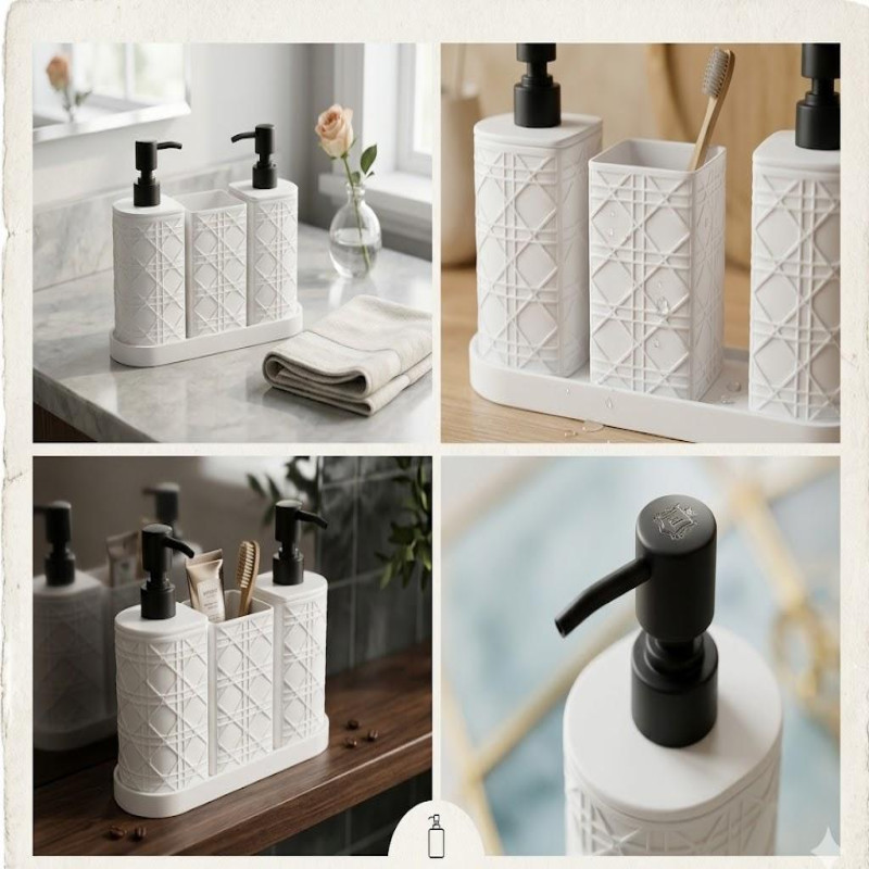 3-Piece Luxury Bathroom Accessories and Soap Dispenser Set