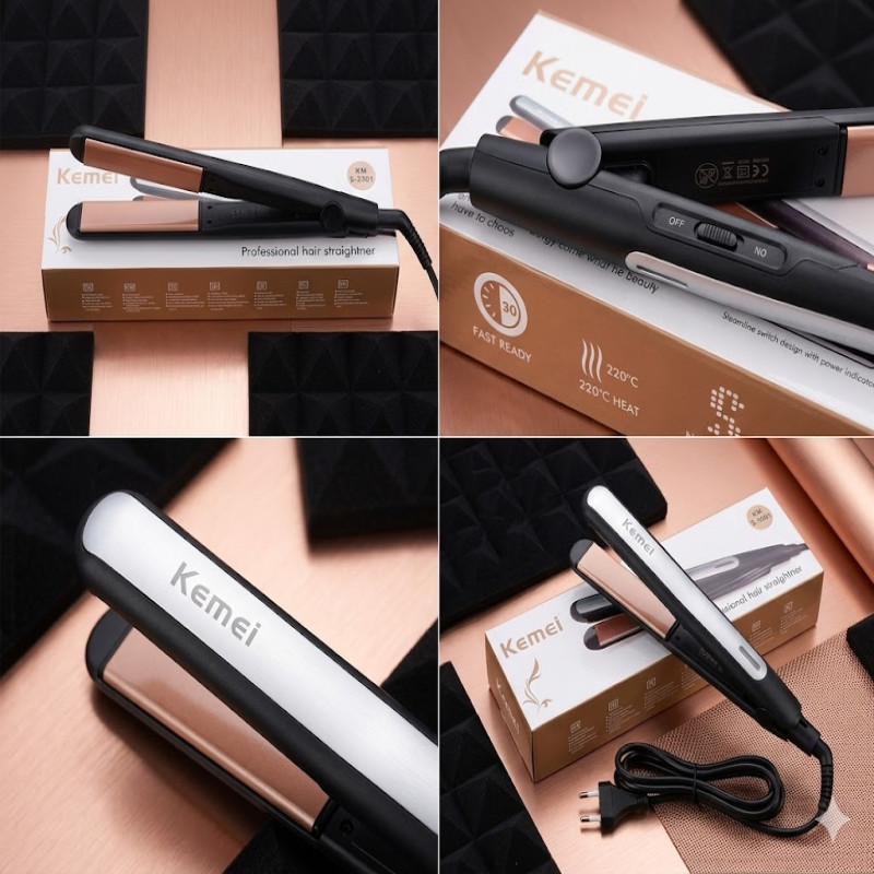 Kemei Professional Hair Straightener Model S-3301 - Advanced Ceramic Flat Iron