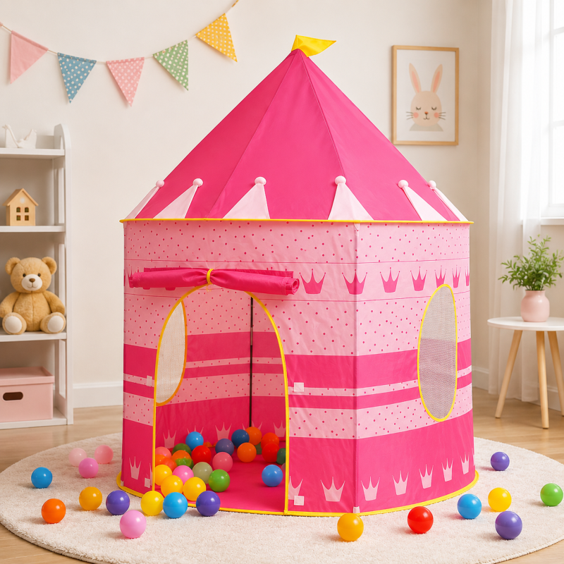 Portable Kids Folding Princess and Knight Castle Play Tent House