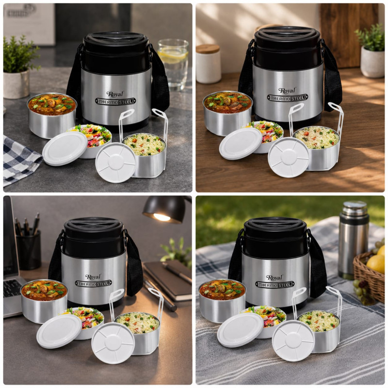 Legend-3 Thermosteel Insulated 3-Tier Food Carrier and Lunch Box