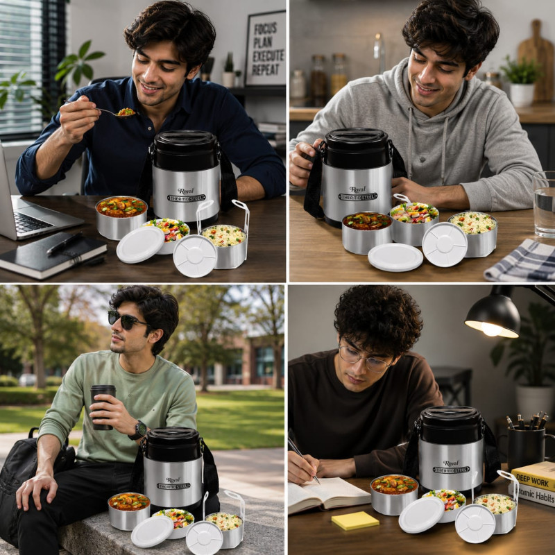 Legend-3 Thermosteel Insulated 3-Tier Food Carrier and Lunch Box