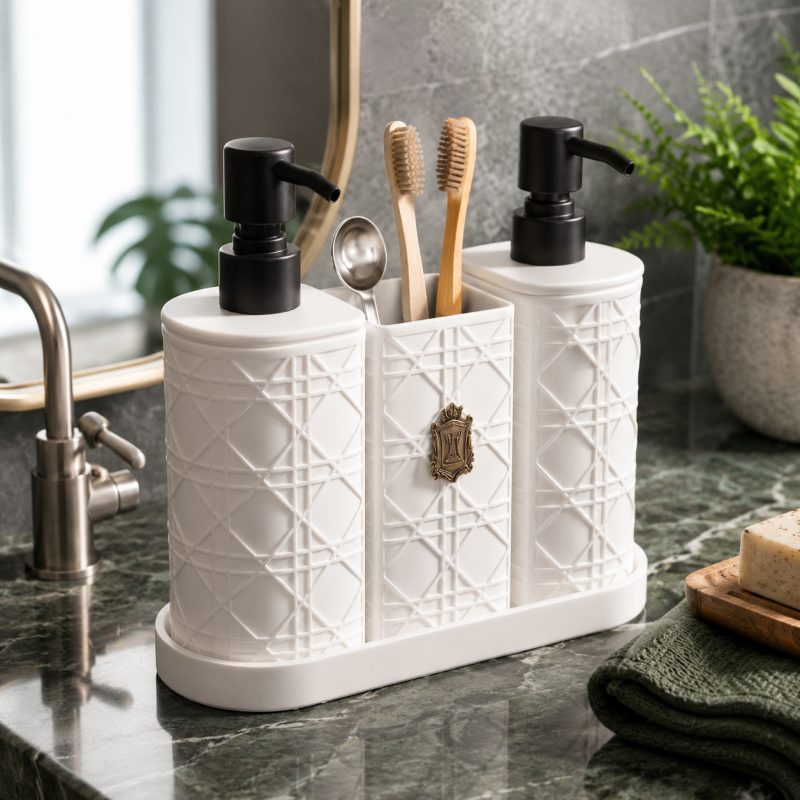 3-Piece Luxury Bathroom Accessories and Soap Dispenser Set