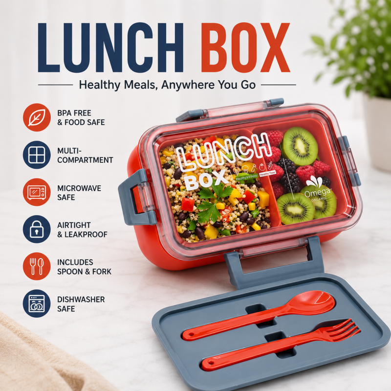 Kendy Insulated Kids Lunch Box with Secure Compartments